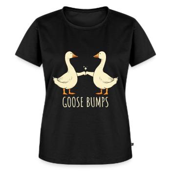 Goose Bumps lustige Gänse Fist Bump Silly Goose - Frauen Premium Bio T-Shirt - Schwarz - Vorne - Selfina (174cm)
