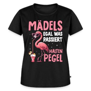 Mädels Egal Was Passiert Pegel Halten - Frauen Premium Bio T-Shirt - Schwarz - Vorne - Selfina (174cm)