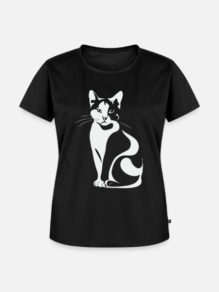 Katze Minimalistisch - Frauen Premium Bio T-Shirt - Schwarz