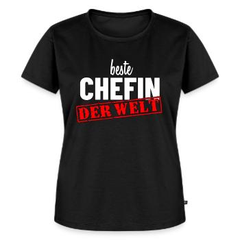 Beste Chefin der Welt - Geschenk für Chefin - Frauen Premium Bio T-Shirt - Schwarz - Vorne - Selfina (174cm)