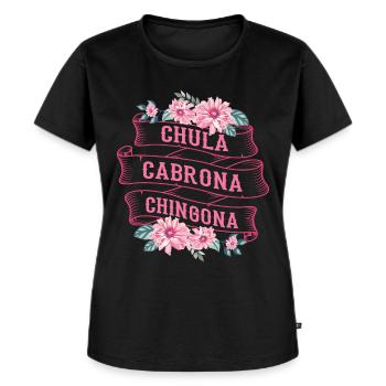 Chula Cabrona Chingona Evil Girl Latina Mexique - T-shirt Premium bio Femme - noir - Devant - Selfina (174cm)