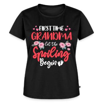 Eerste keer oma overgrootouders - Vrouwen Premium Bio T-shirt - zwart - Voor - Selfina (174cm)