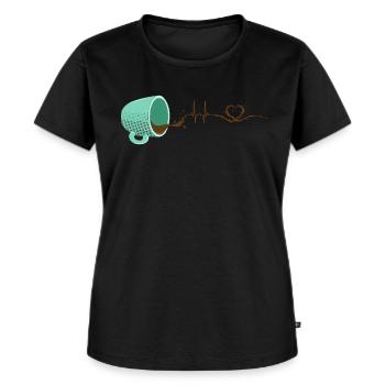 ECG au café Heartbeat - T-shirt Premium bio Femme - noir - Devant - Selfina (174cm)