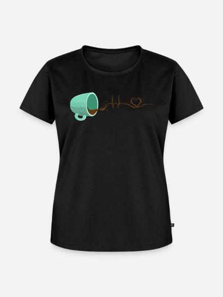 Herzschlag Kaffe EKG - Frauen Premium Bio T-Shirt - Schwarz