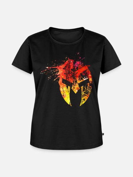 Spartaner Helm bunt - Frauen Premium Bio T-Shirt - Schwarz