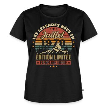 Juillet 1978 Vintage Anniversaire 1978 Juillet - T-shirt Premium bio Femme - noir - Devant - Selfina (174cm)