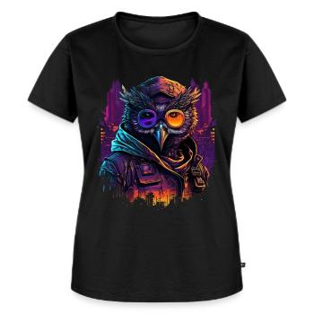 Hibou - T-shirt Premium bio Femme - noir - Devant - Selfina (174cm)