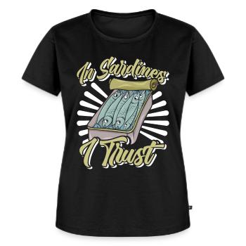 Sardines, Pêche, Poisson - T-shirt Premium bio Femme - noir - Devant - Selfina (174cm)