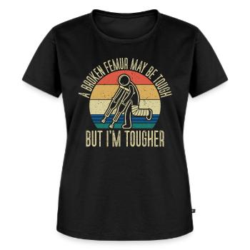 Gebrochener Oberschenkelknochen Gebrochenes Bein - Frauen Premium Bio T-Shirt - Schwarz - Vorne - Selfina (174cm)