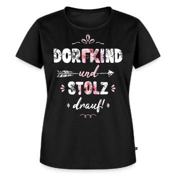 Dorfkind und stolz drauf Blumen Land Dorf Leben - Frauen Premium Bio T-Shirt - Schwarz - Vorne - Selfina (174cm)