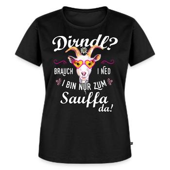 Damen Trachtenshirt Saufen Sauffa Dirndl Sprüche - Frauen Premium Bio T-Shirt - Schwarz - Vorne - Selfina (174cm)