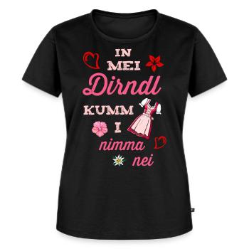 In mei Dirndl kumm i nima nei Ersatz Tracht - Frauen Premium Bio T-Shirt - Schwarz - Vorne - Selfina (174cm)