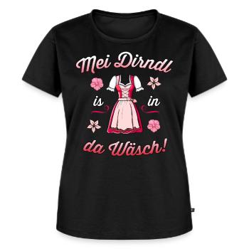 Mei Dirndl is in da Wäsch Trachtenshirt. - Frauen Premium Bio T-Shirt - Schwarz - Vorne - Selfina (174cm)