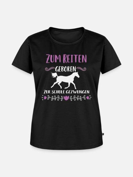 Zum Reiten geboren zur Schule gezwungen - Frauen Premium Bio T-Shirt - Schwarz