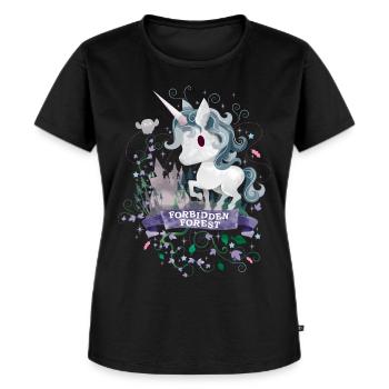 Harry Potter X-Mas Einhorn Verbotener Wald - Frauen Premium Bio T-Shirt - Schwarz - Vorne - Selfina (174cm)