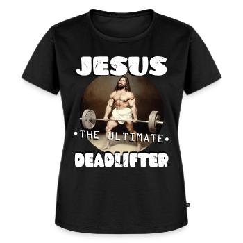 Jesus Den ultimata marklyftaren Christian Gym Funny - Ekologisk premium-T-shirt dam - svart - Fram - Selfina (174cm)