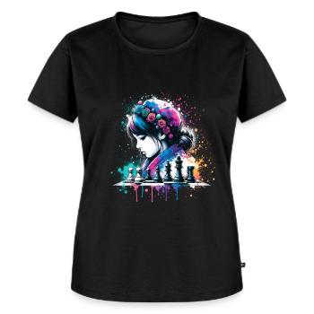 Mädchen, die Schach lieben - Frauen Premium Bio T-Shirt - Schwarz - Vorne - Selfina (174cm)