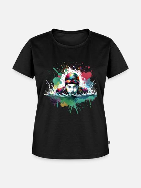 Mädchen, die gerne schwimmen - Frauen Premium Bio T-Shirt - Schwarz