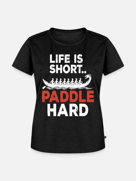 Lustiges Drachenboot-paddel - Frauen Premium Bio T-Shirt - Schwarz