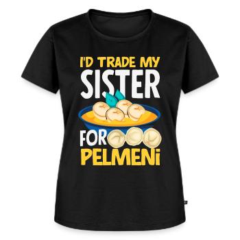 Russische Pelmeni Russische Knödel - Frauen Premium Bio T-Shirt - Schwarz - Vorne - Selfina (174cm)