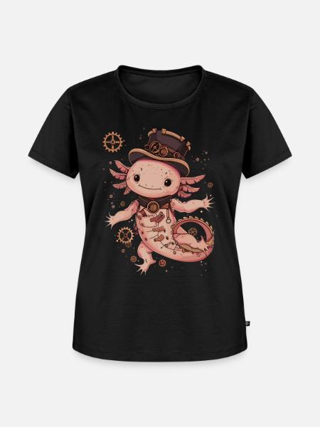 Steampunk Axolotl - Frauen Premium Bio T-Shirt - Schwarz