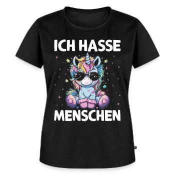 Süßes Einhorn, Bunte Einhörner - Frauen Premium Bio T-Shirt - Schwarz - Vorne - Selfina (174cm)