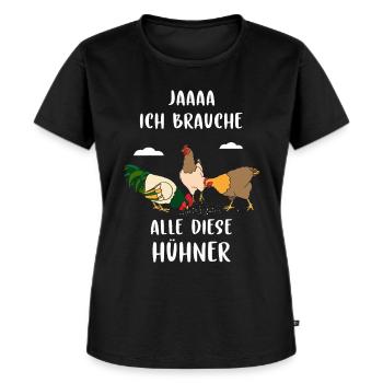 Huhn - Frauen Premium Bio T-Shirt - Schwarz - Vorne - Selfina (174cm)