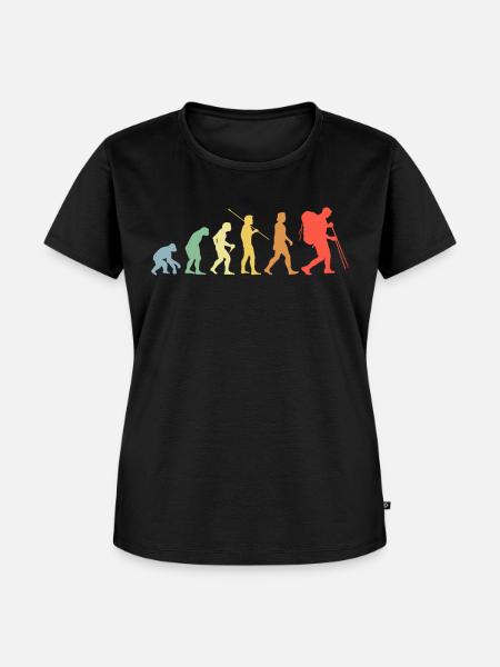 Wandern Evolution Retro Berglauf Wanderer - Frauen Premium Bio T-Shirt - Schwarz