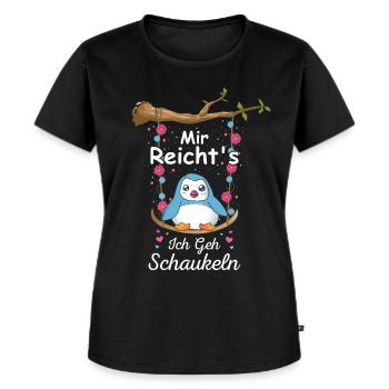 Mir Reichts Ich Geh Schaukeln Schaukel Pinguin - Frauen Premium Bio T-Shirt - Schwarz - Vorne - Selfina (174cm)
