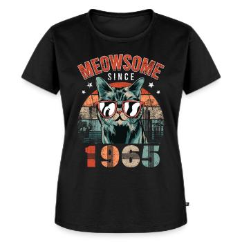 Meowsome 1965 Geburtsjahr 1965 Katze Geburtstag - Frauen Premium Bio T-Shirt - Schwarz - Vorne - Selfina (174cm)