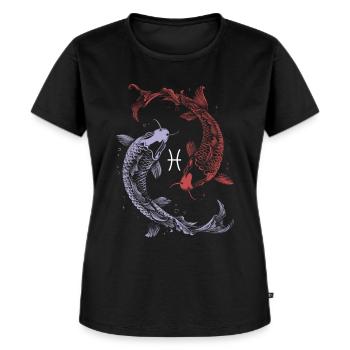 Sternzeichen Pisces Fische Symbol Astrologie - Frauen Premium Bio T-Shirt - Schwarz - Vorne - Selfina (174cm)