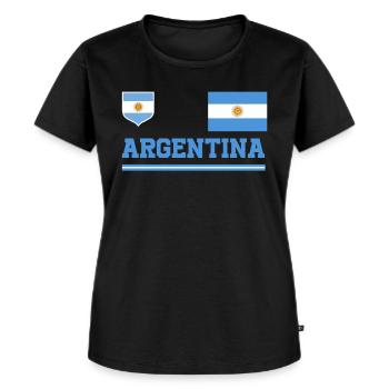Argentinien Geschenk Argentina Argentine Flagge - Frauen Premium Bio T-Shirt - Schwarz - Vorne - Selfina (174cm)