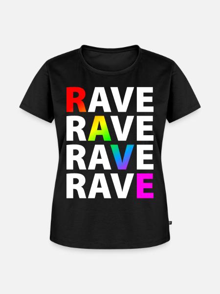 Rave Raver Regenbogen - Frauen Premium Bio T-Shirt - Schwarz