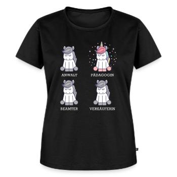 Pädagogin - Einhorn Witziges Kita Kindergarten Uni - Frauen Premium Bio T-Shirt - Schwarz - Vorne - Selfina (174cm)