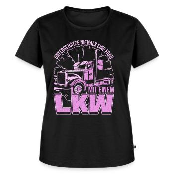 Trucker Frauen - LKW-Fahrerin und Truckerin Gesche - Frauen Premium Bio T-Shirt - Schwarz - Vorne - Selfina (174cm)