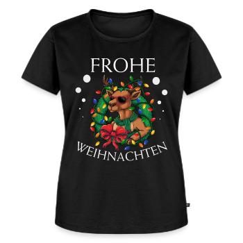 Rentier - Weihnachten Geschenk - Frauen Premium Bio T-Shirt - Schwarz - Vorne - Selfina (174cm)