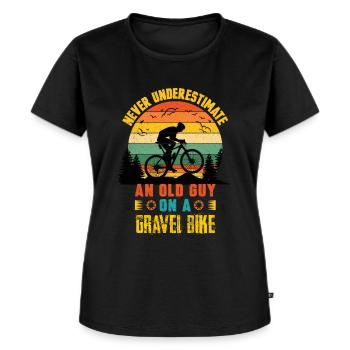 Never Underestimate An Old Guy On A Gravel Bike - Frauen Premium Bio T-Shirt - Schwarz - Vorne - Selfina (174cm)