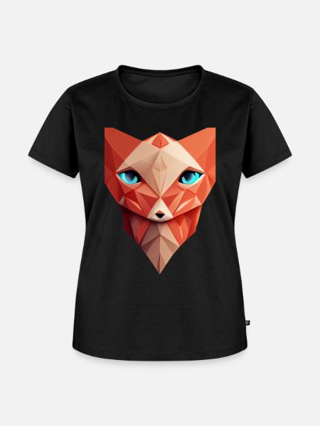 Polygonfuchs Gesicht mit niedrigem Polyfuchskopf - Frauen Premium Bio T-Shirt - Schwarz