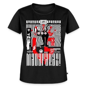 Chat à trois yeux - T-shirt Premium bio Femme - noir - Devant - Selfina (174cm)