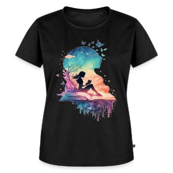 Celestial Fairy Reading Book Fantasy Novel Book Lo - Frauen Premium Bio T-Shirt - Schwarz - Vorne - Selfina (174cm)