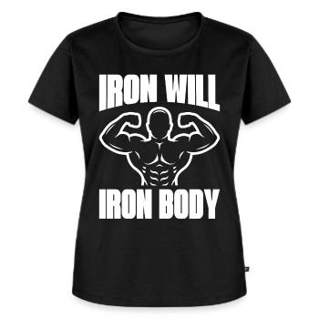 Iron Will Iron Body Weightlifting Workout Exercise - Frauen Premium Bio T-Shirt - Schwarz - Vorne - Selfina (174cm)