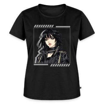 Gothic Anime Girl Dark Emo Pop Art Anime Grunge Ae - Frauen Premium Bio T-Shirt - Schwarz - Vorne - Selfina (174cm)