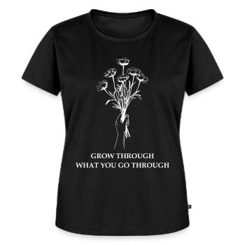 Inspirational Self Love Minimalist Botanical Line - Frauen Premium Bio T-Shirt - Schwarz - Vorne - Selfina (174cm)