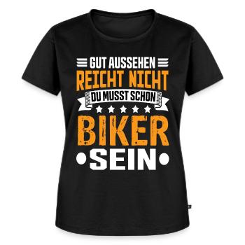 Biker Motorrad Motorradfahrer Zweirad Biker Spruch - Frauen Premium Bio T-Shirt - Schwarz - Vorne - Selfina (174cm)
