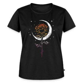 Mystical Rose Crescent Moon LGBTQ Lesbian Flag - Frauen Premium Bio T-Shirt - Schwarz - Vorne - Selfina (174cm)