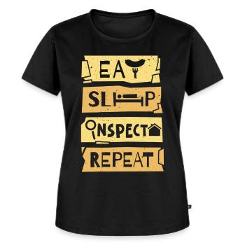 Hausinspektor Eat Sleep Inspect - Frauen Premium Bio T-Shirt - Schwarz - Vorne - Selfina (174cm)