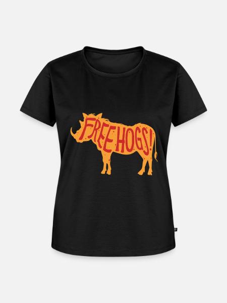 Wildschwein Wildschweinjagd Free Hogs! - Frauen Premium Bio T-Shirt - Schwarz
