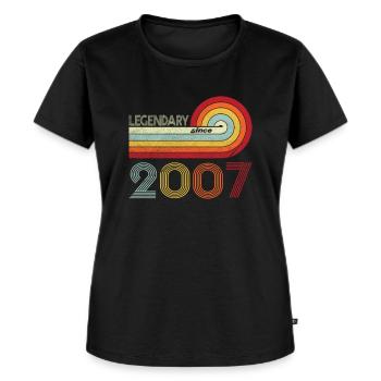 2007 Geburtstag Legendary since Vintage Rainbow - Frauen Premium Bio T-Shirt - Schwarz - Vorne - Selfina (174cm)