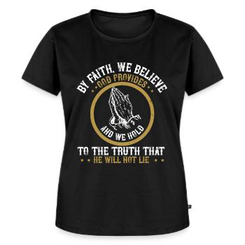Christlich - Frauen Premium Bio T-Shirt - Schwarz - Vorne - Selfina (174cm)