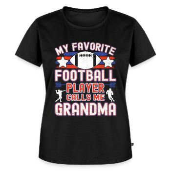American Football Oma Footballspieler Grandma - Frauen Premium Bio T-Shirt - Schwarz - Vorne - Selfina (174cm)